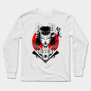 Samurai Vaporwave Girl Long Sleeve T-Shirt